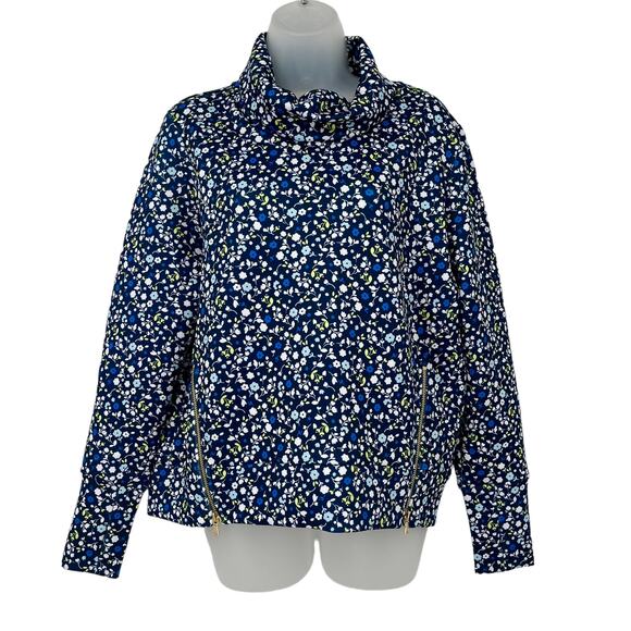 ADDISON BAY Everyday Pullover Courtside Multi Blue Turtle Neck Bottom Zip XS NEW - Picture 5 of 15